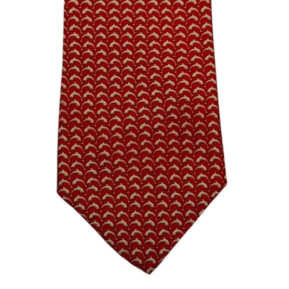 Brooks Brothers Silk Tie Red Dolphin 58 inches Necktie - Picture 1 of 9
